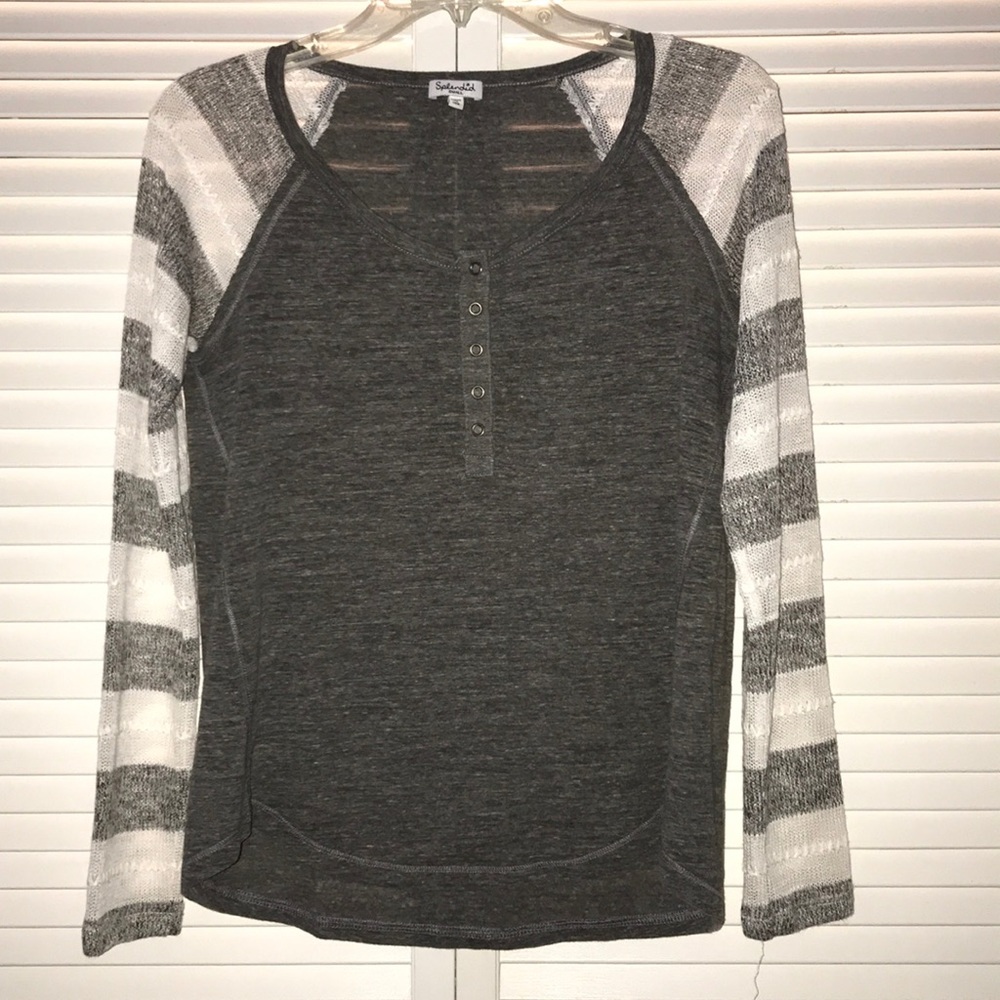 Splendid Rugby Pointelle Loose Knit Henley